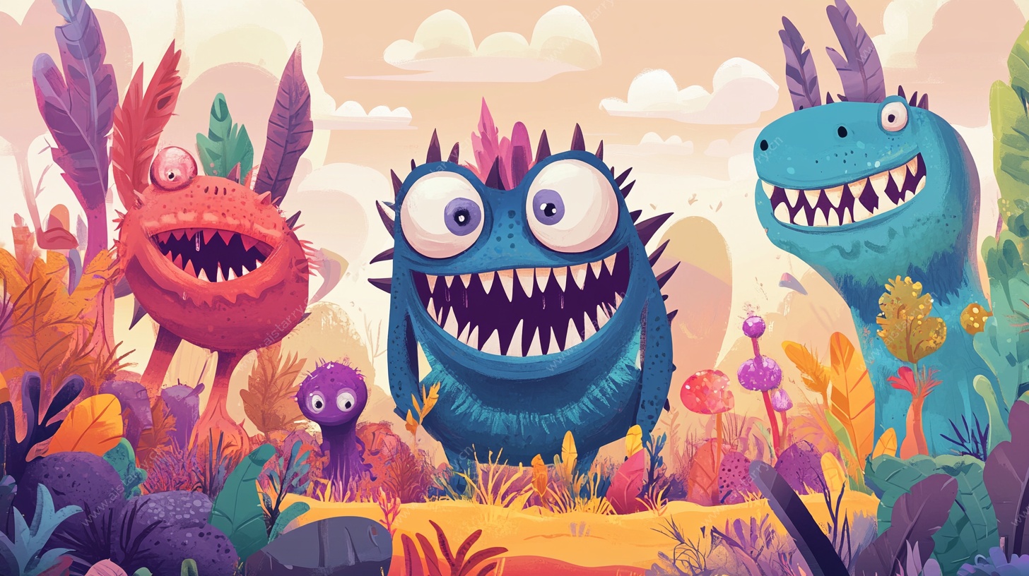 奇幻怪物的多彩丛林世界