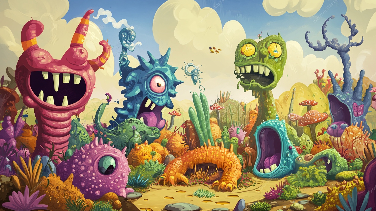 奇幻外星怪物的多彩世界