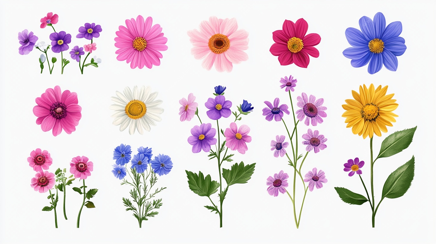 多彩手绘花卉图案集合