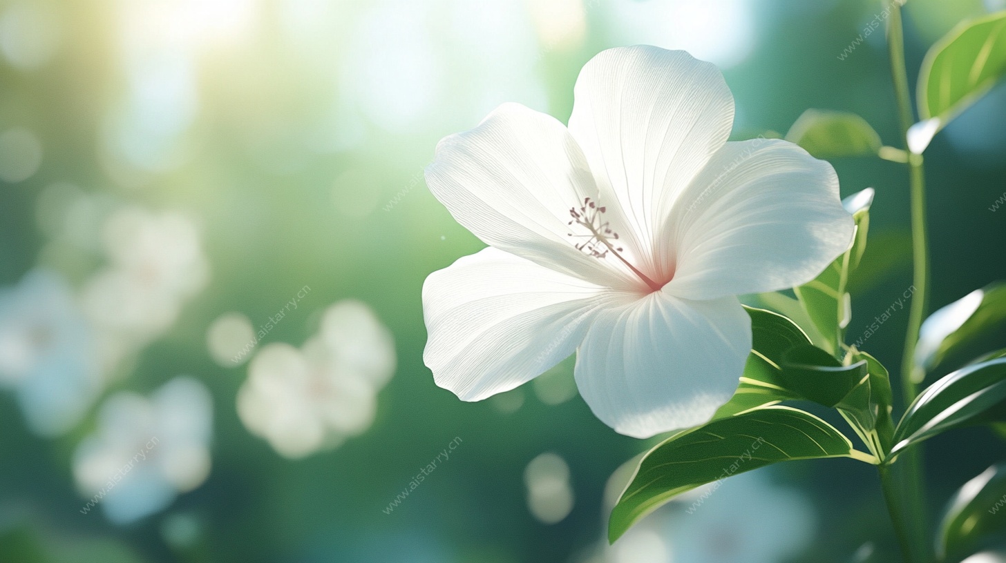 白色木槿花特写