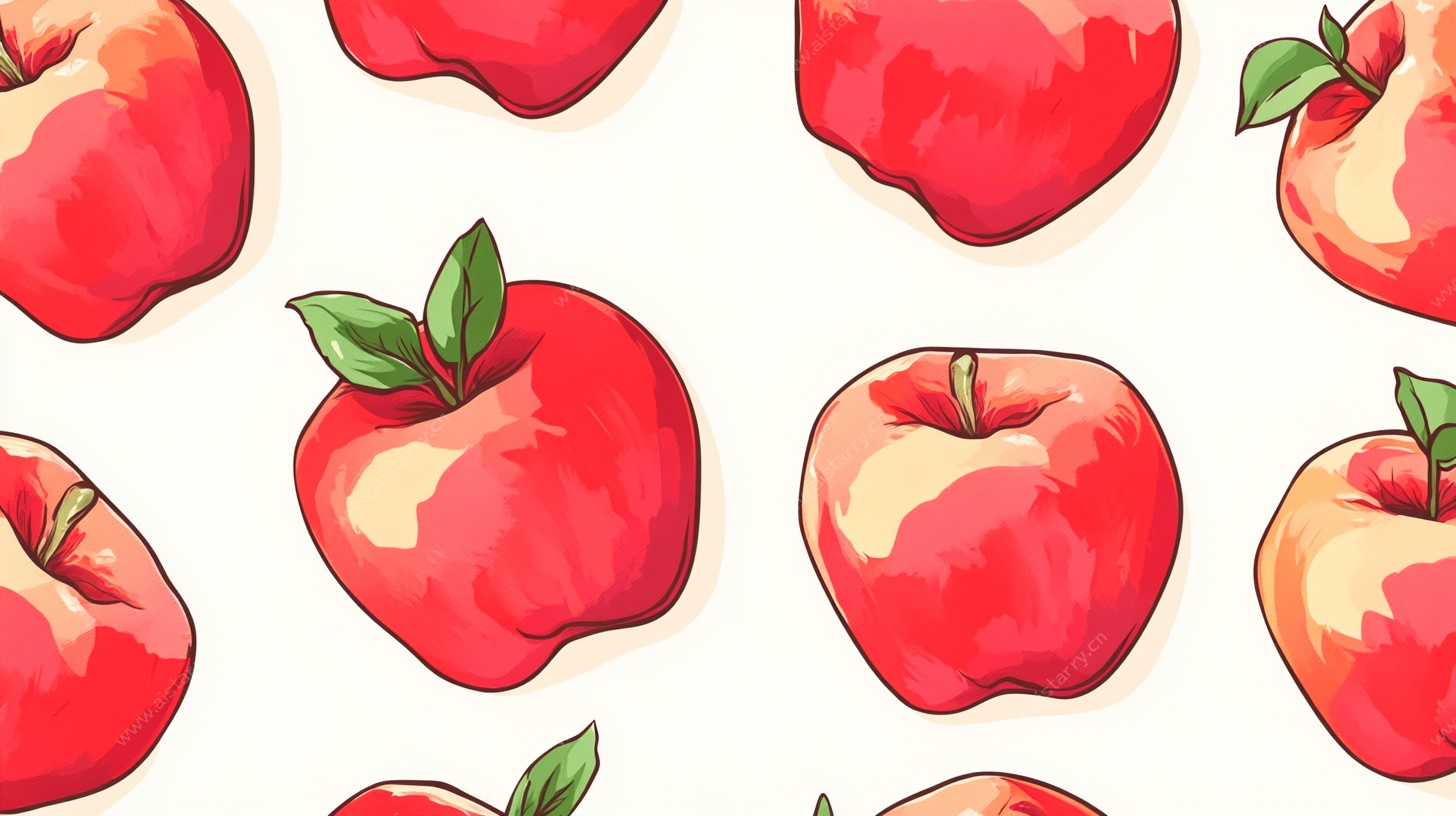 手绘红苹果图案背景图
