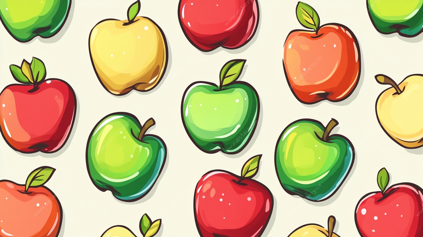 多彩苹果无缝图案背景