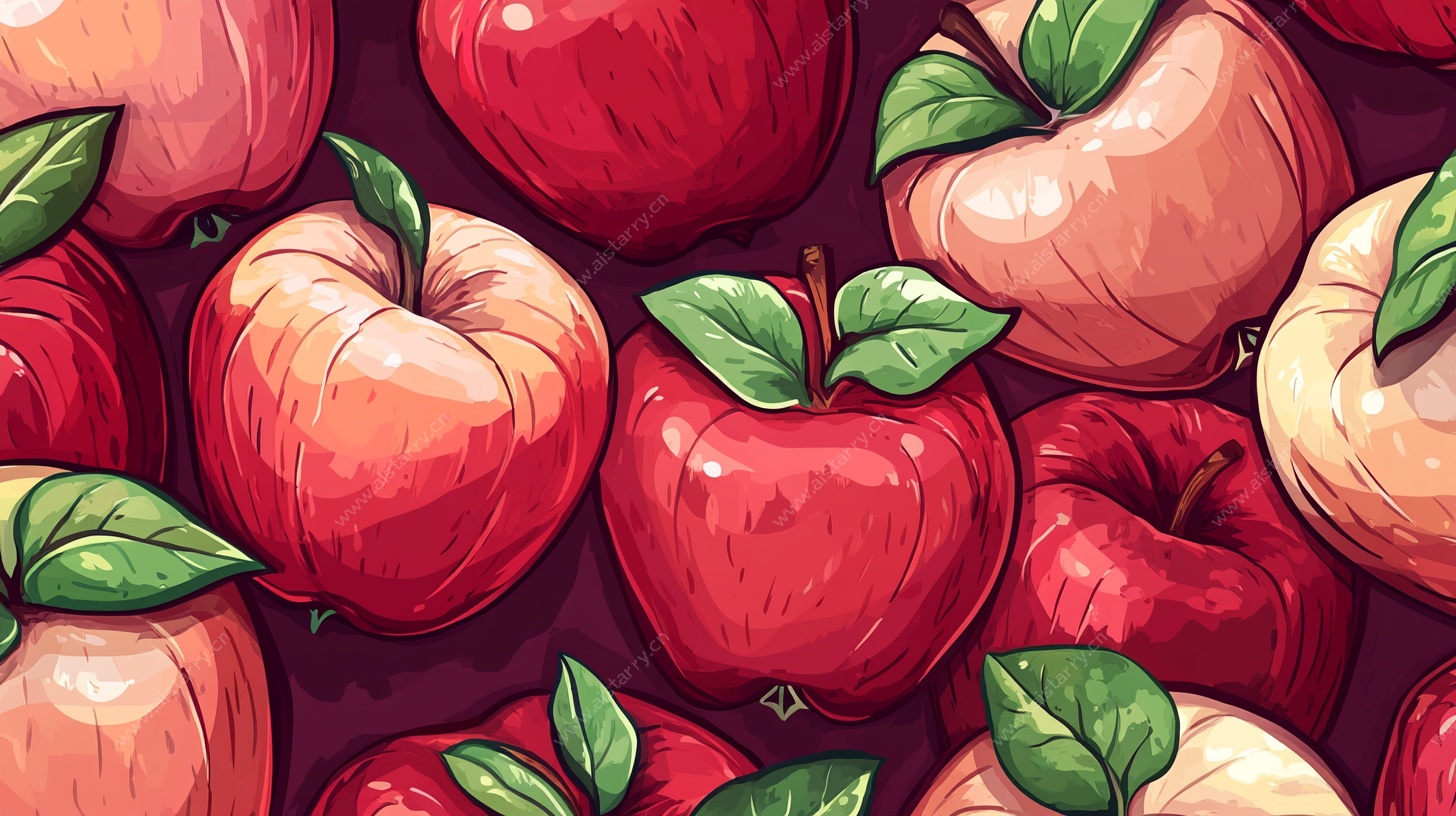 红苹果插画图案
