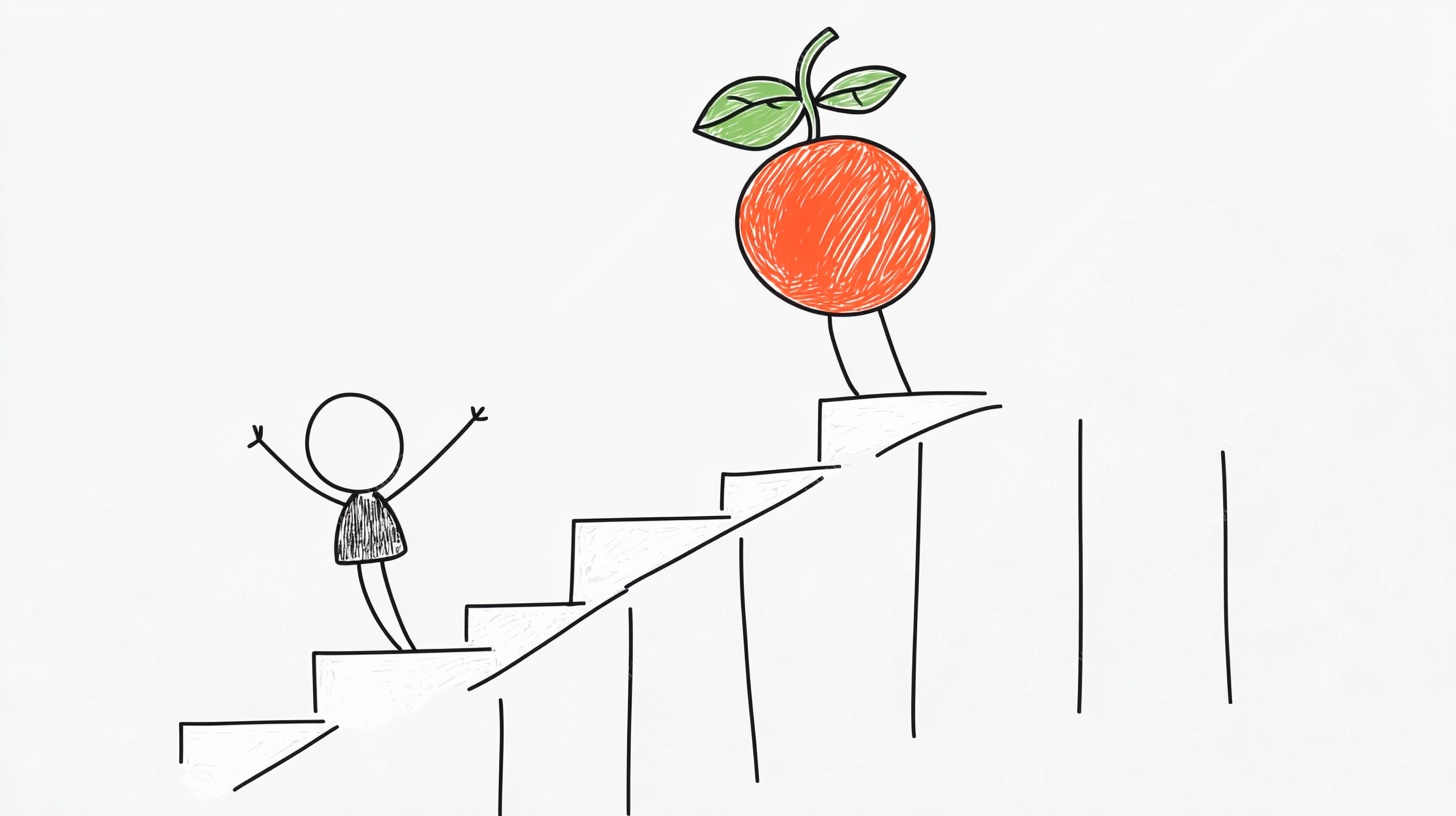 小人攀登阶梯追逐大果实