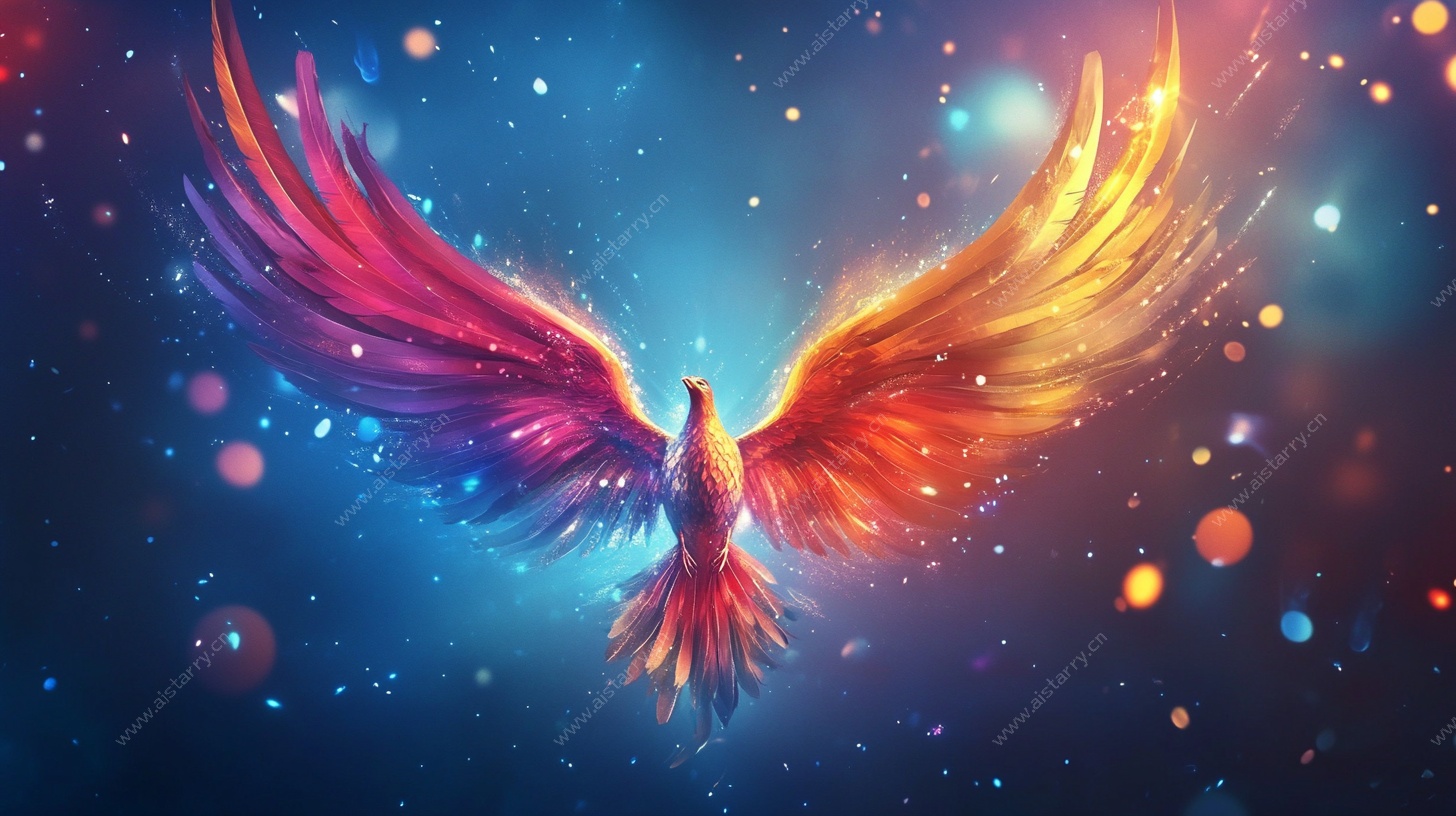梦幻炫彩凤凰展翅图