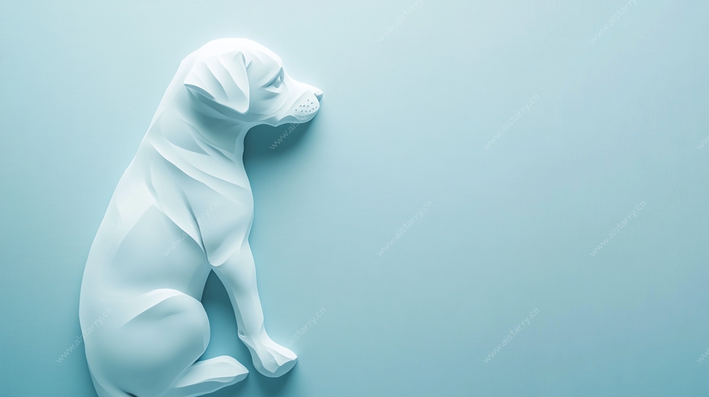 蓝色背景上的立体纸艺小狗