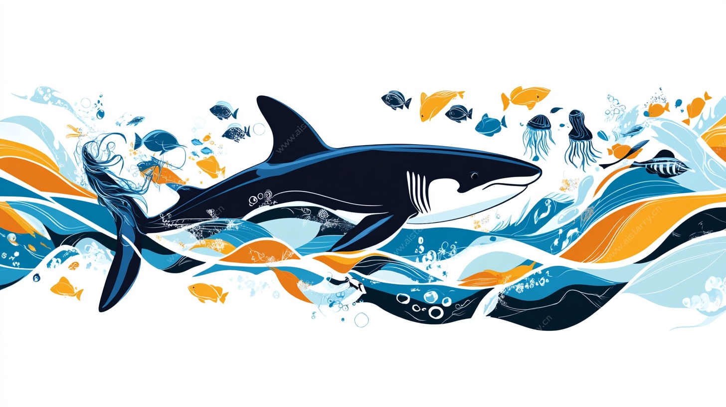 海洋精灵虎鲸插画