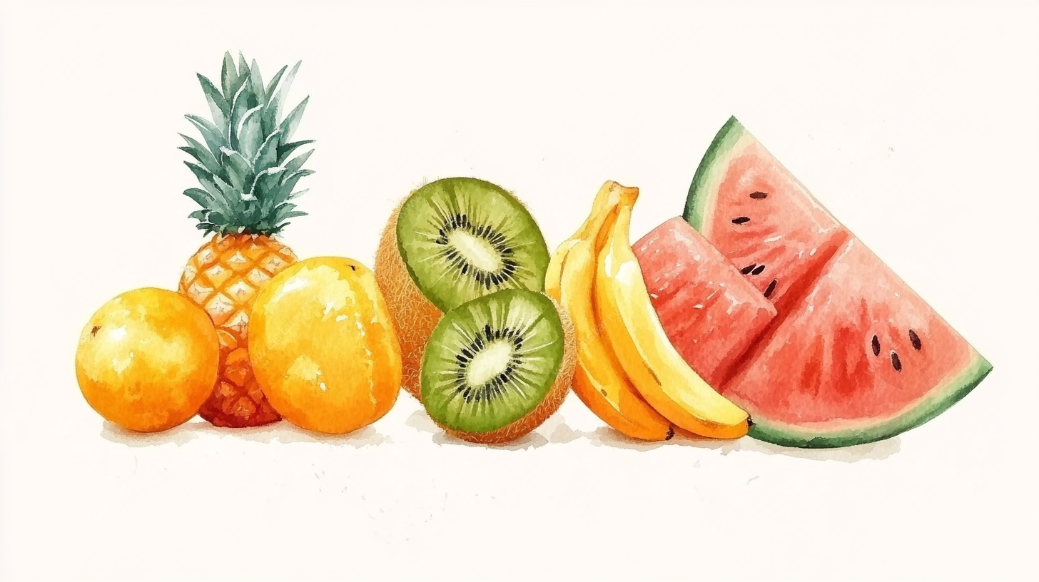 水彩绘缤纷水果组合