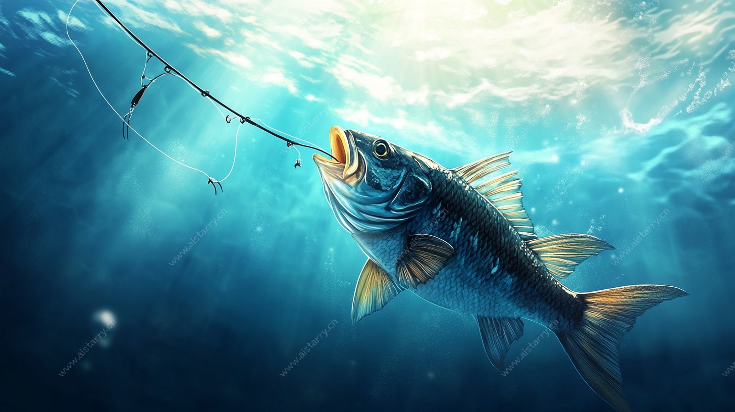 水下垂钓瞬间的精彩画面