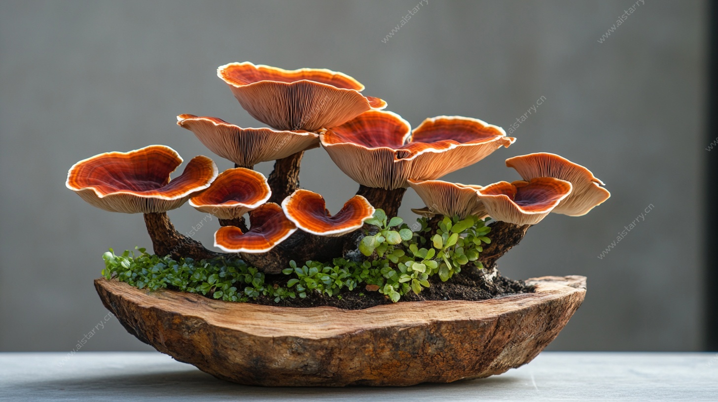 灵芝盆景摆件 自然风雅致