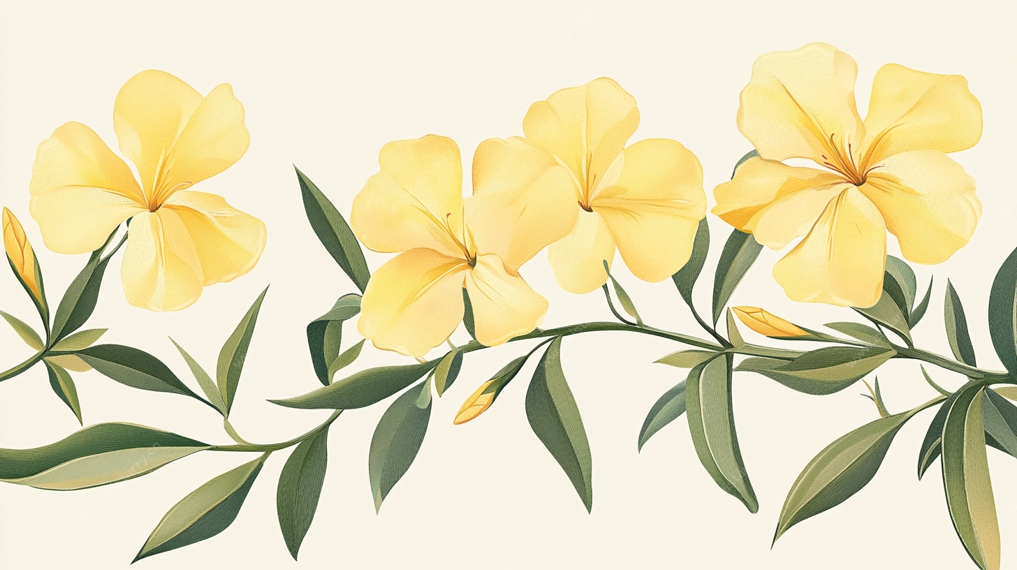 黄色花卉枝条插画