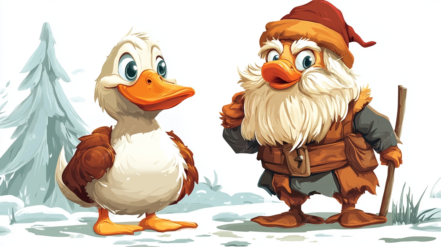 圣诞矮人与鸭子的冬日奇遇