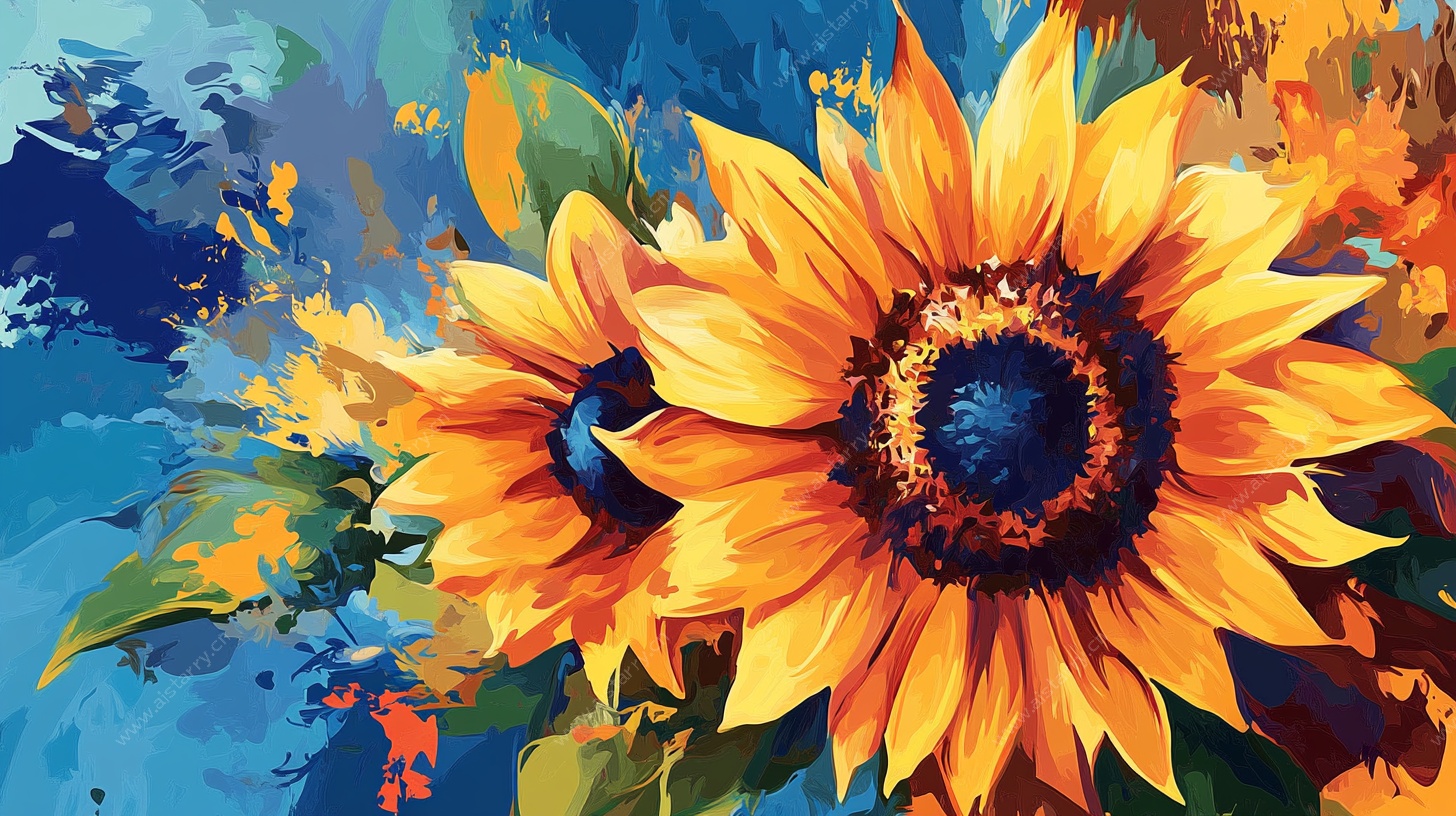 绚丽向日葵油画艺术作品