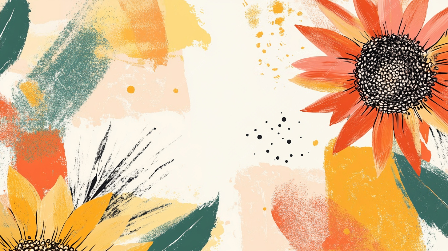 水彩风向日葵抽象插画
