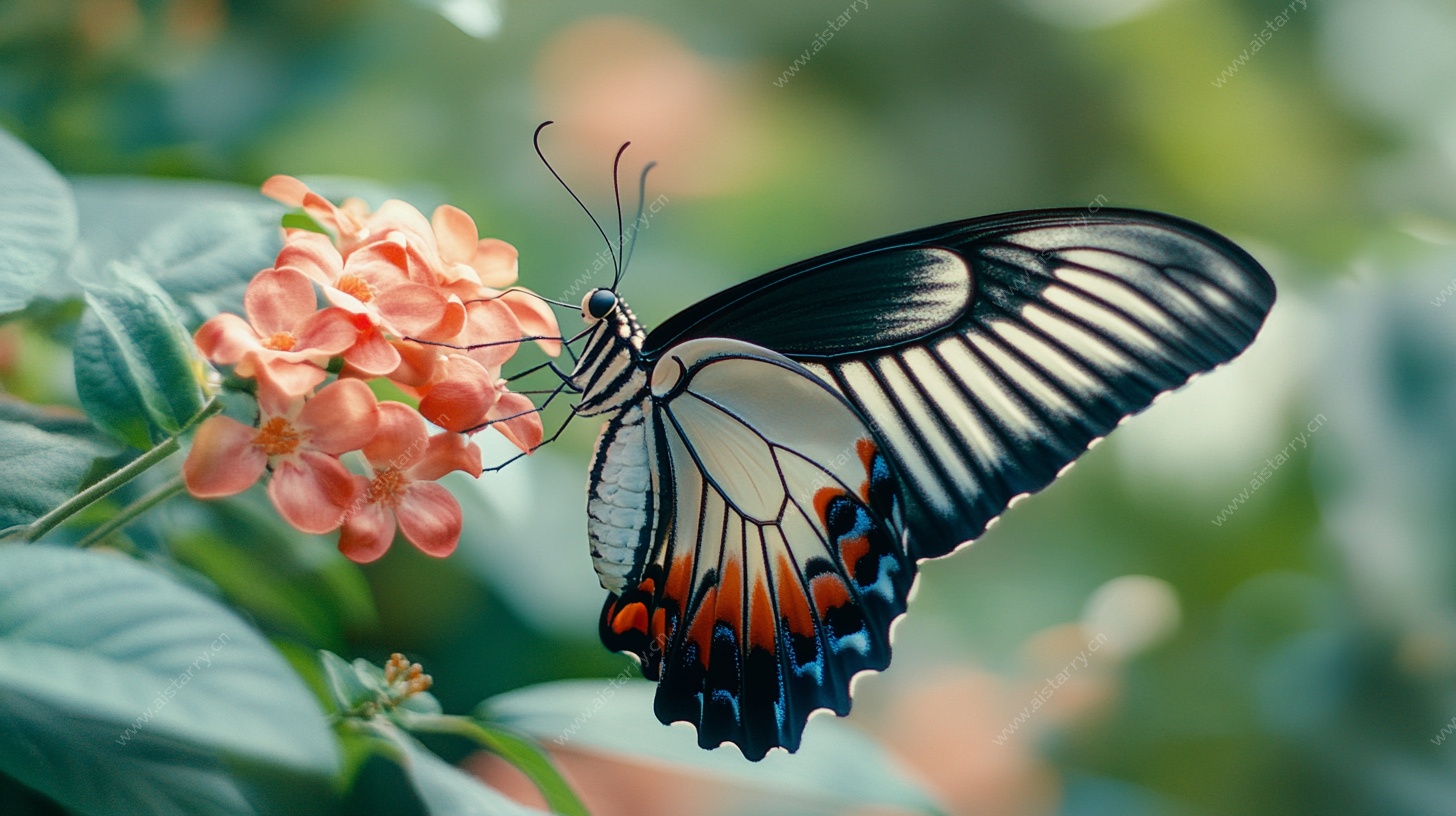 蝴蝶停驻繁花间