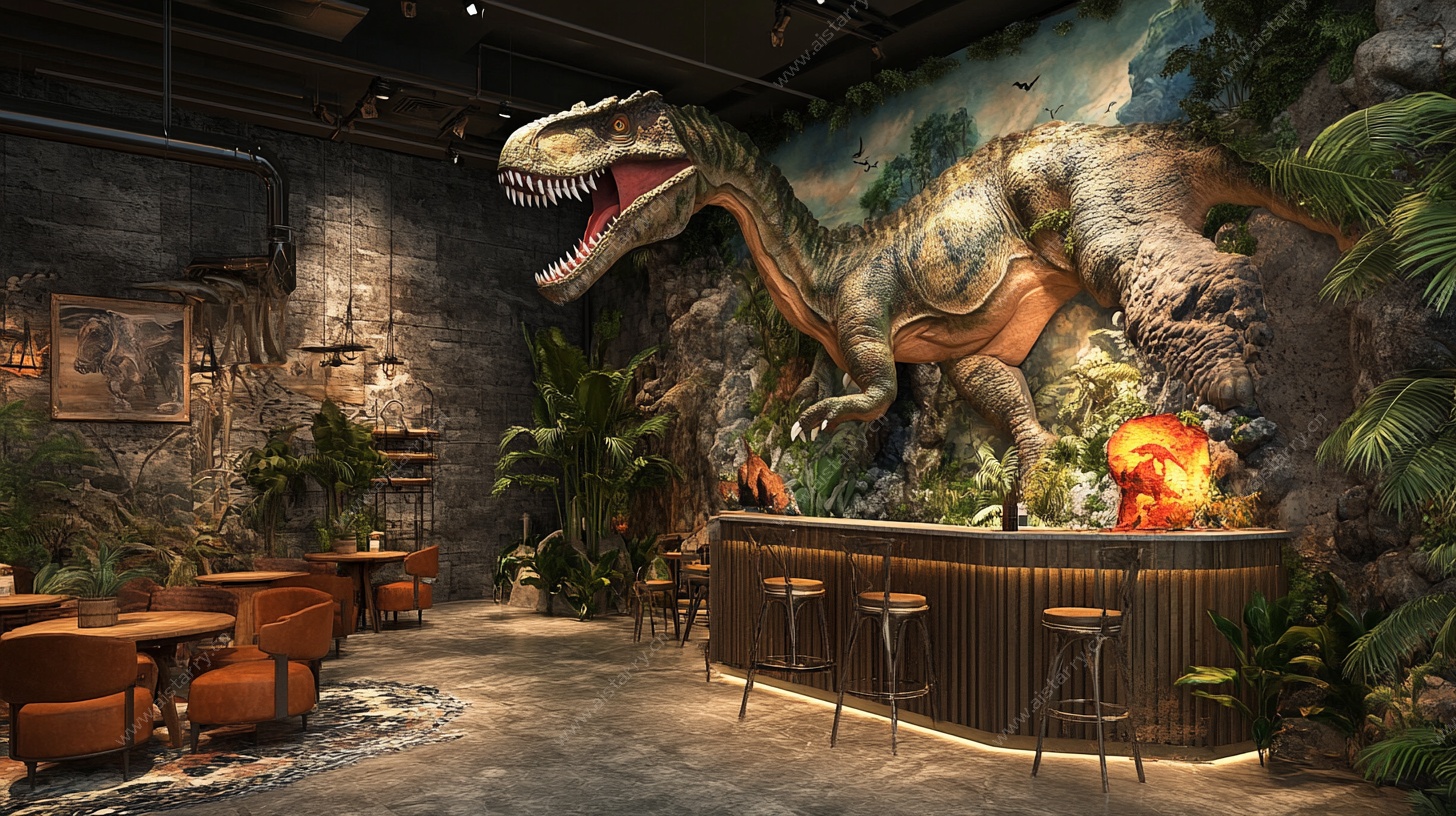 恐龙主题餐厅酷炫内饰