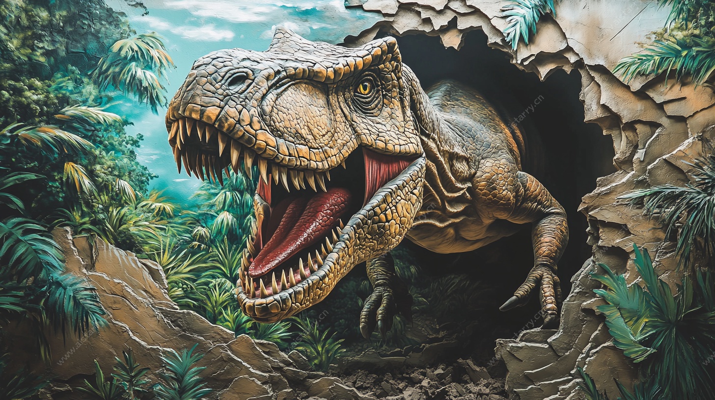 洞穴中咆哮的霸王龙