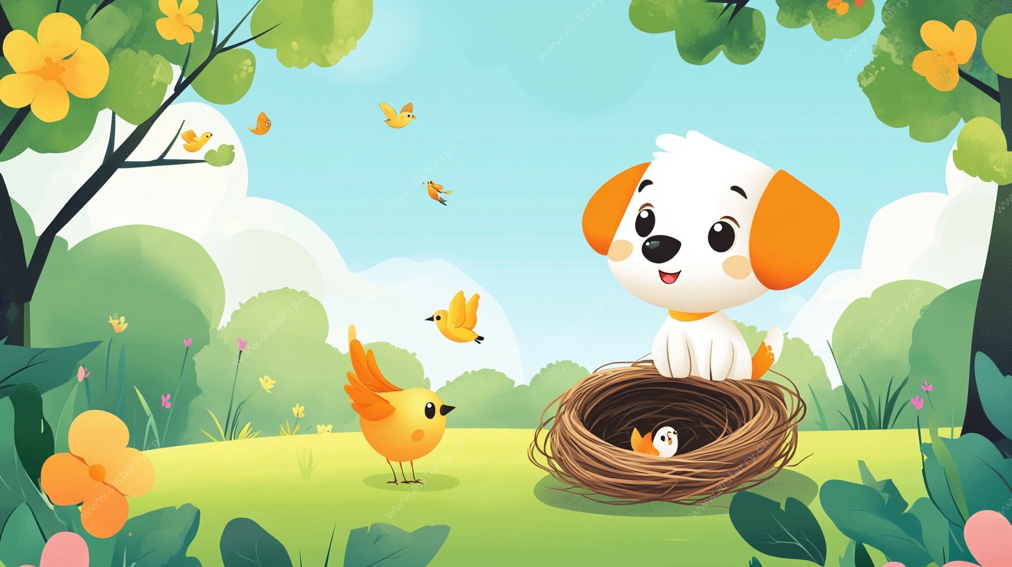 小狗与小鸟的春日奇遇