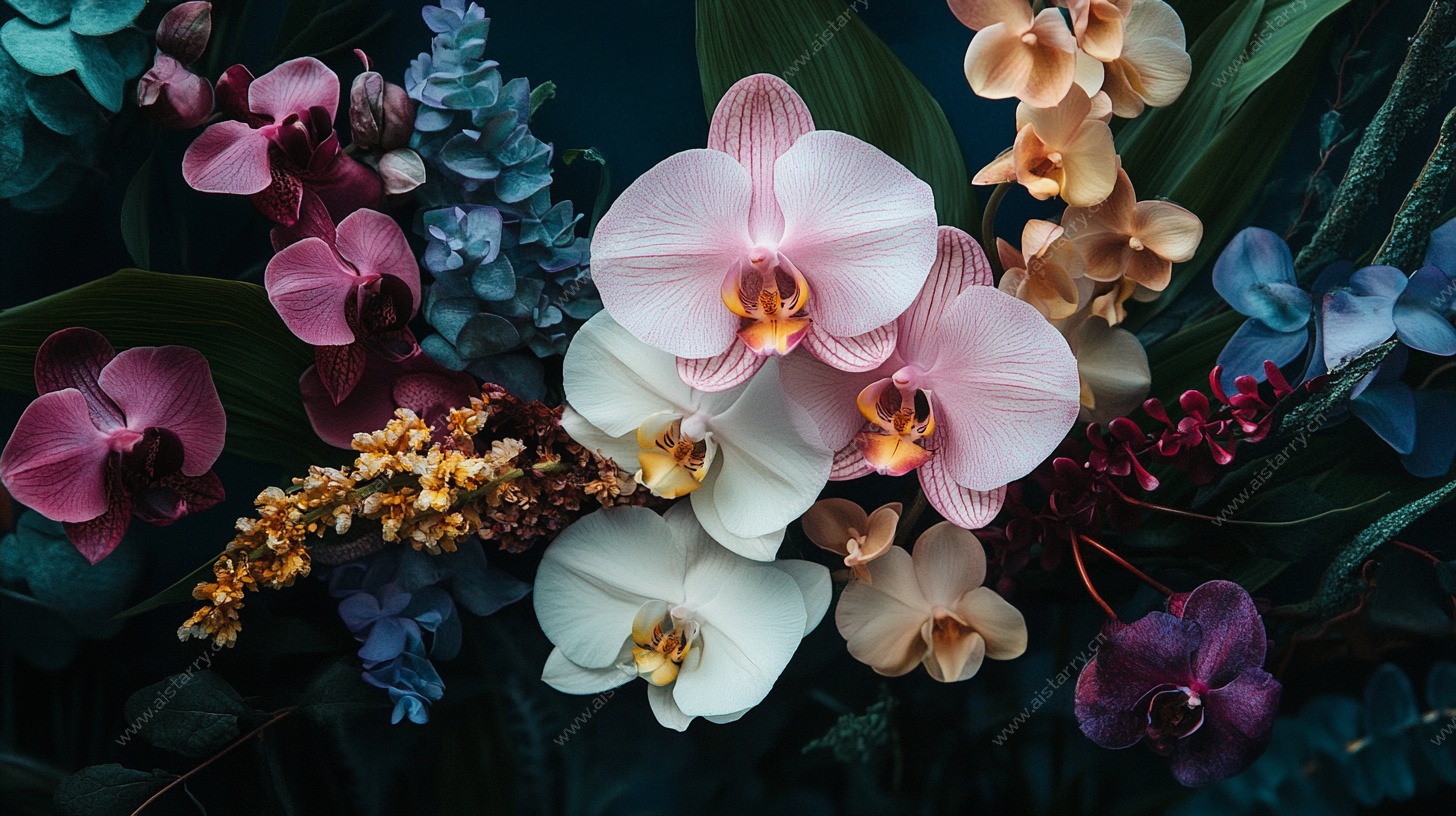 多彩蝴蝶兰花卉特写