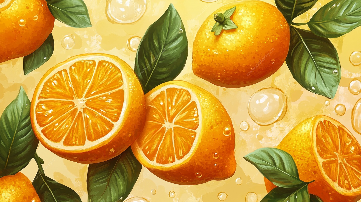 鲜橙插画 清新水果图案