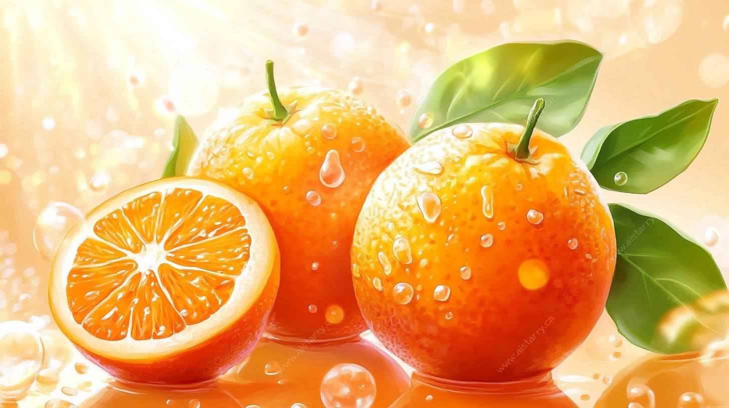 水润饱满的新鲜橙子