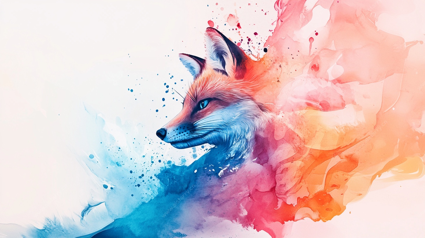 水彩绘狐狸 梦幻动物艺术