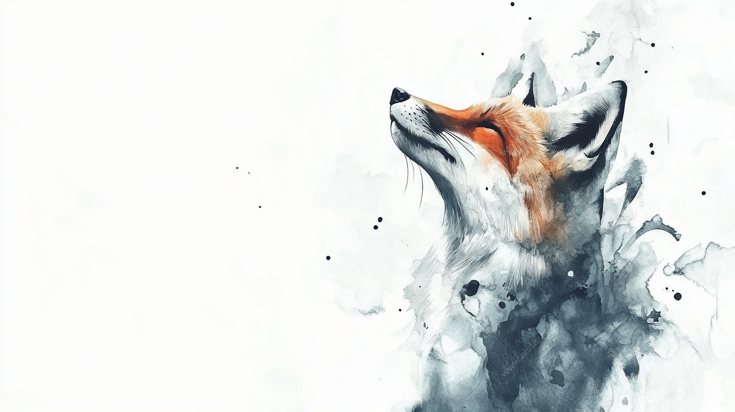 水墨风格狐狸抬头图