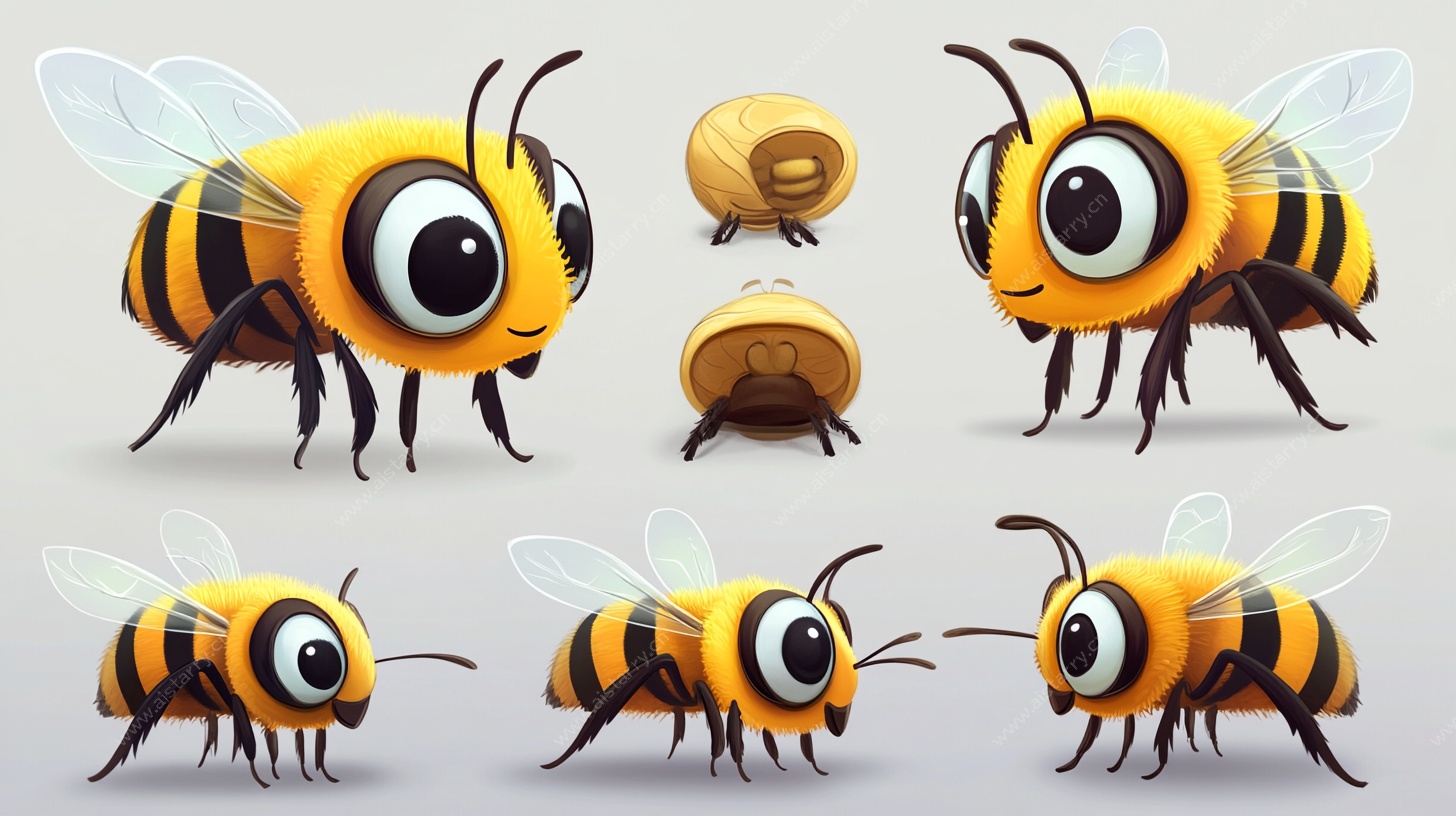 可爱卡通蜜蜂多角度展示