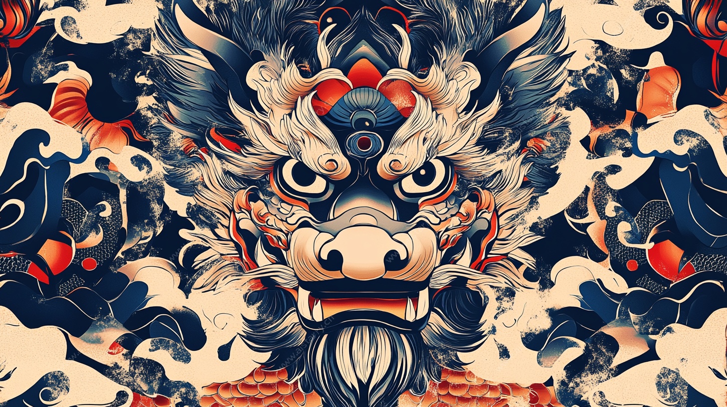 中式龙图腾国风插画