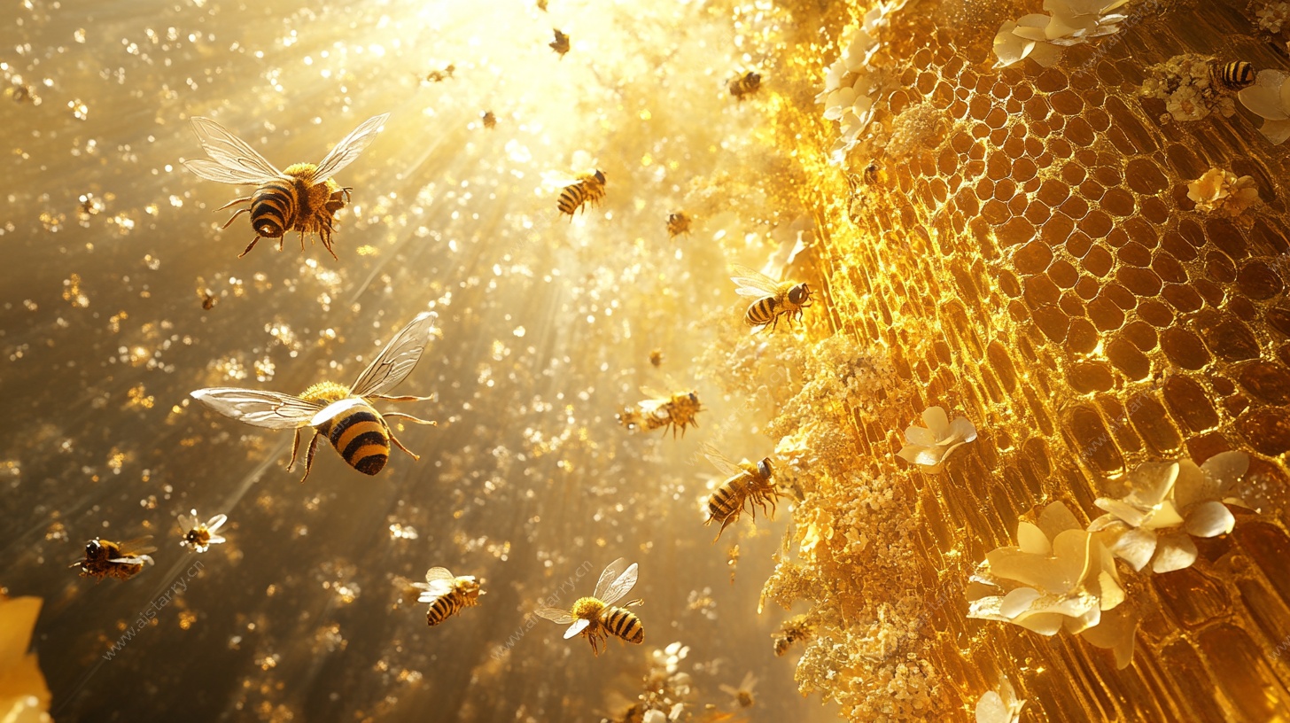 蜂舞蜂巢间 金色梦幻场景