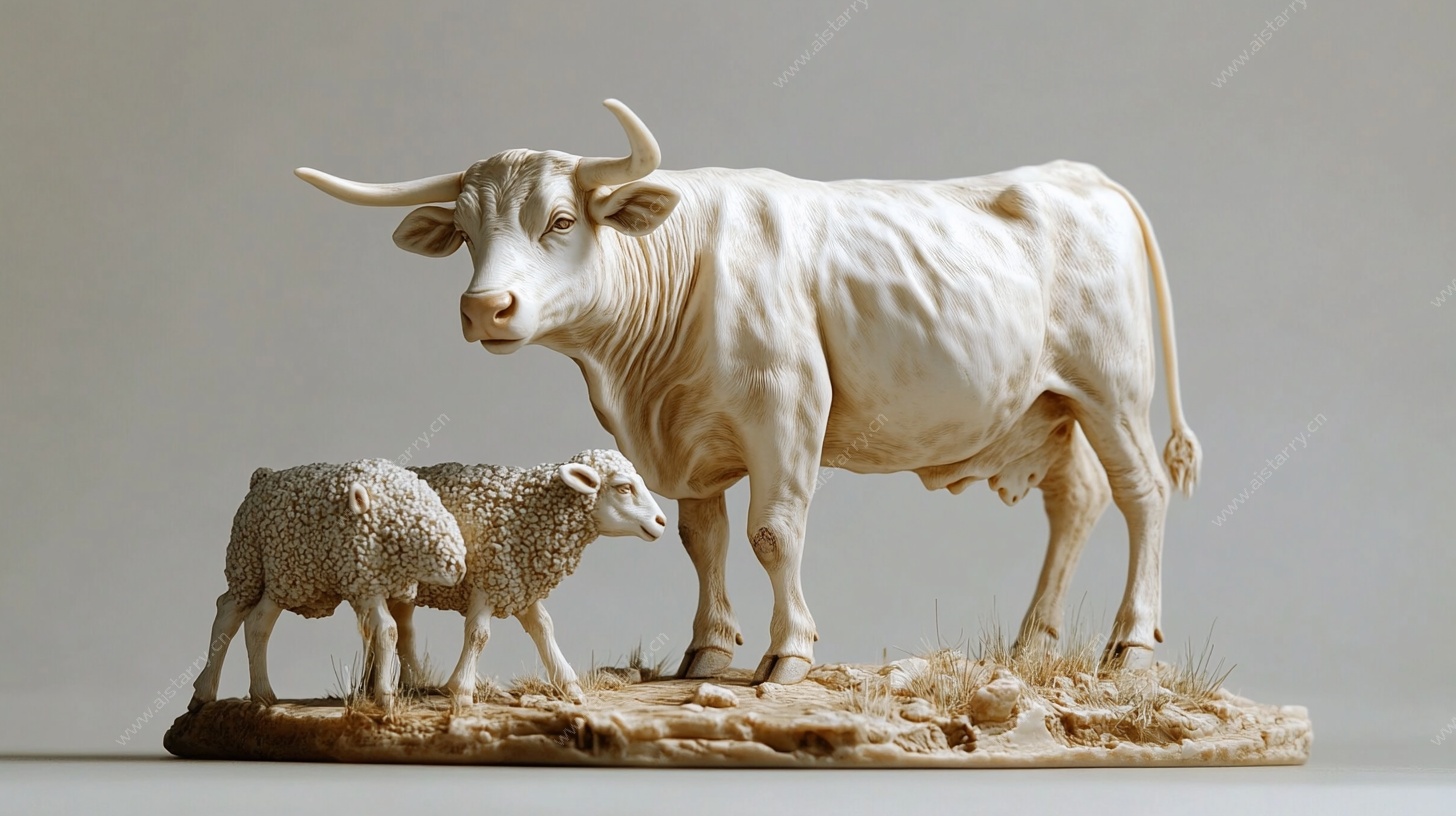 牛与羊雕塑摆件