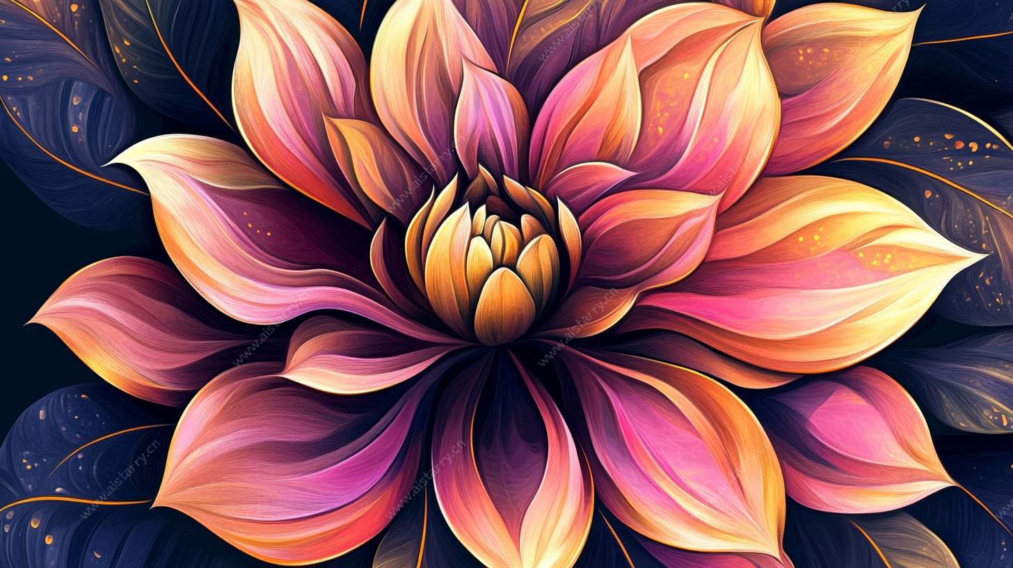 绚丽梦幻大丽花插画