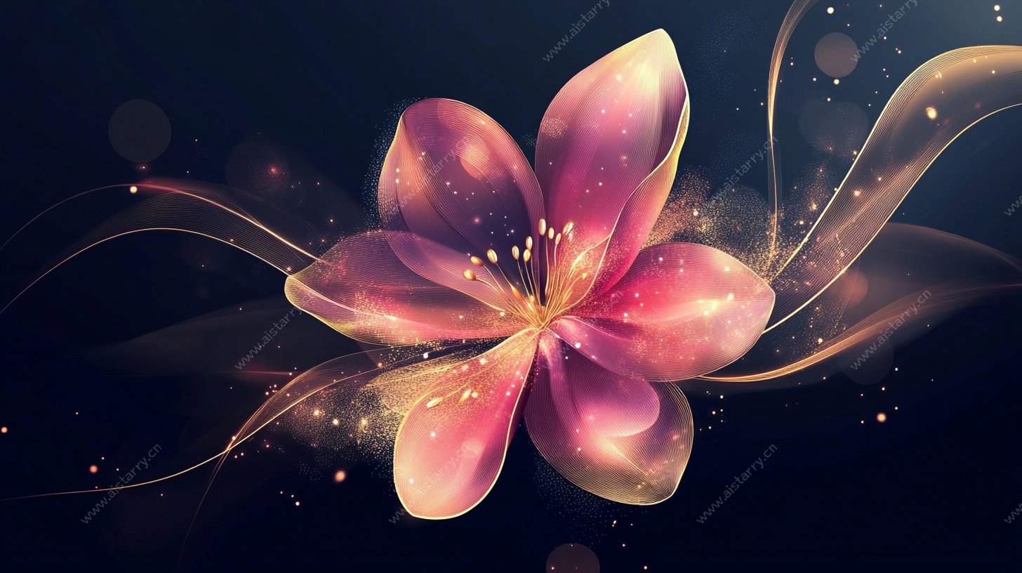 梦幻炫彩花朵插画