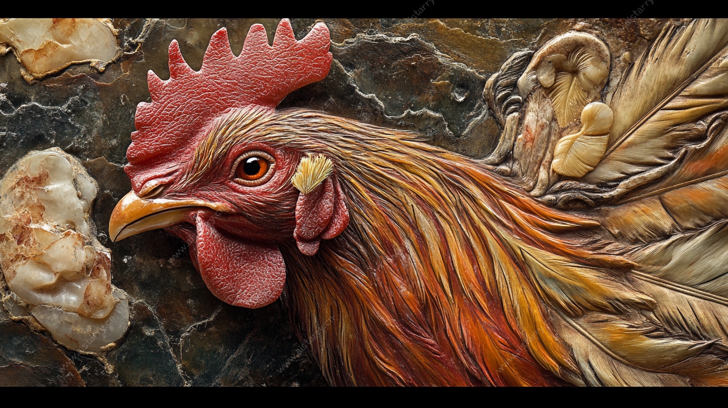 公鸡浮雕艺术作品