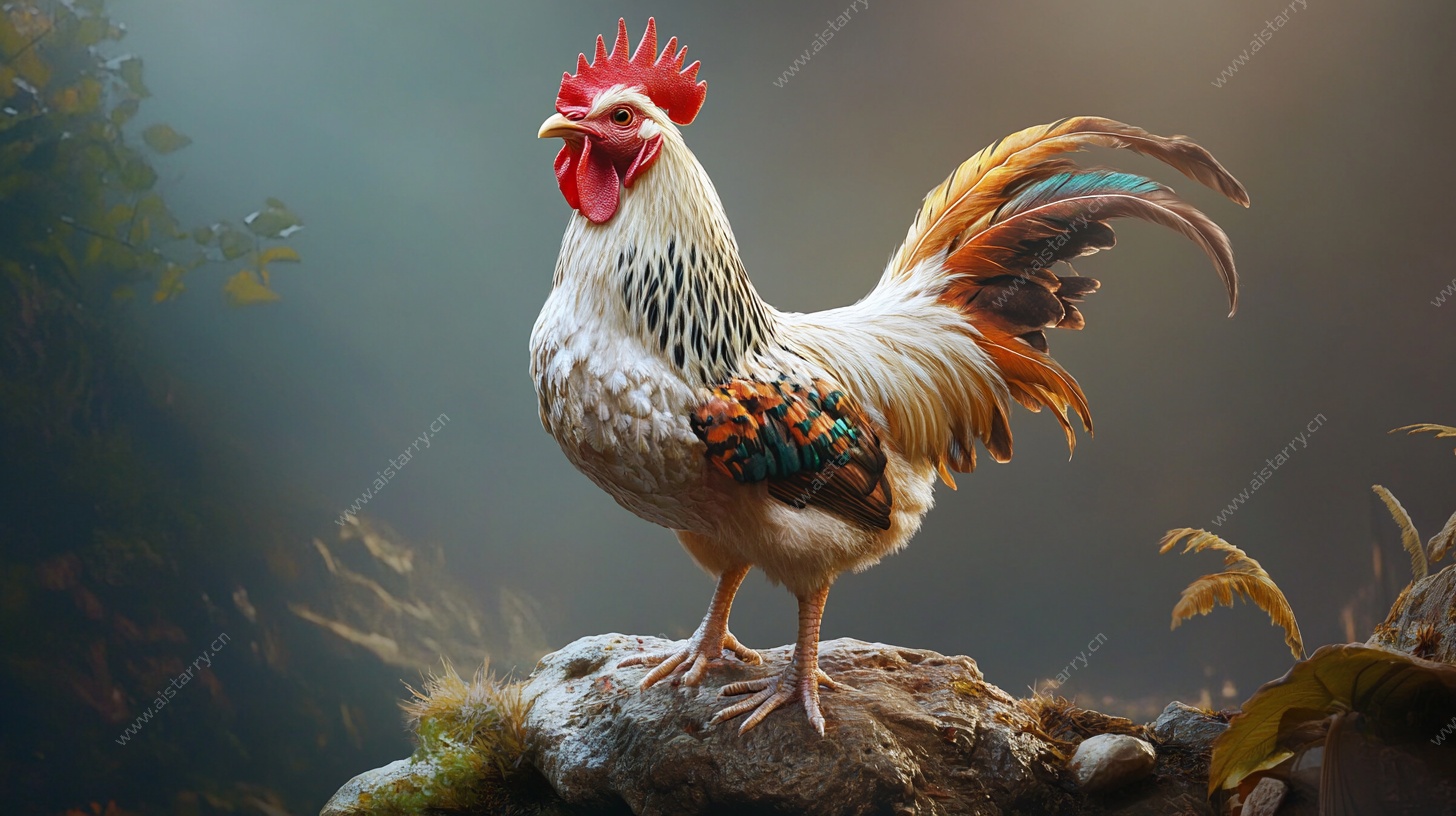 雄姿英发的公鸡