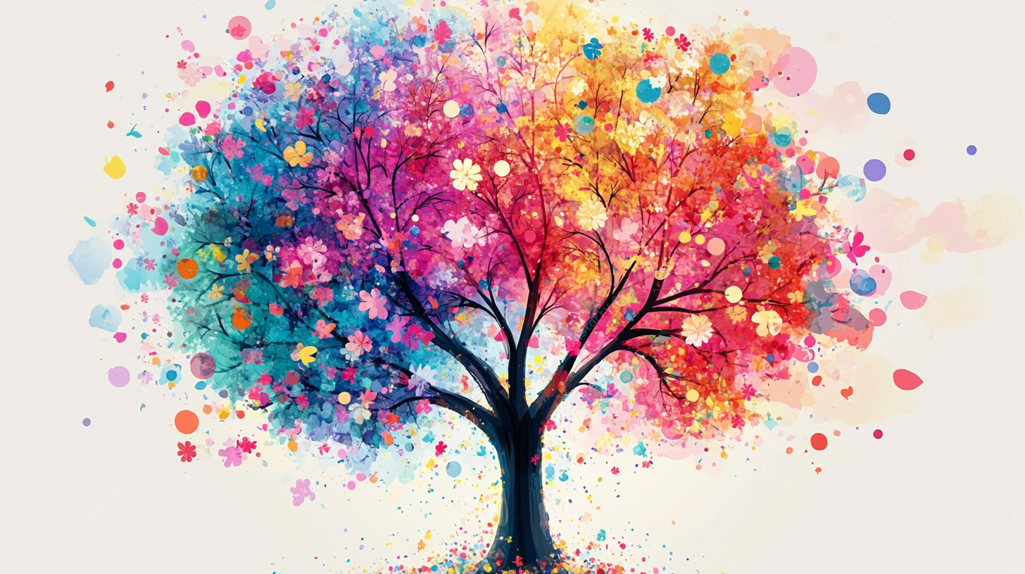 梦幻多彩抽象树