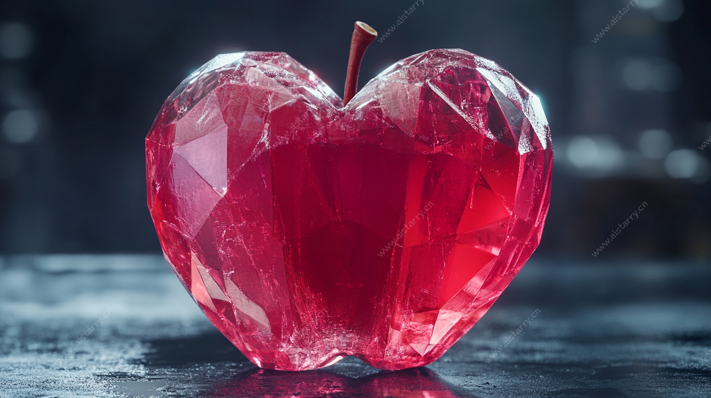心形水晶苹果摆件