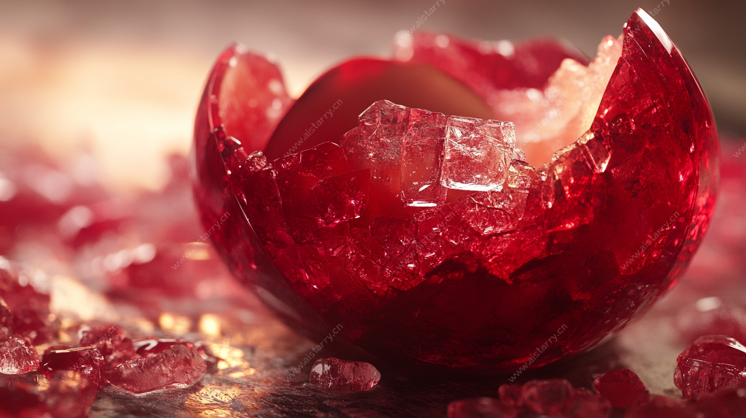 破碎的红色晶体