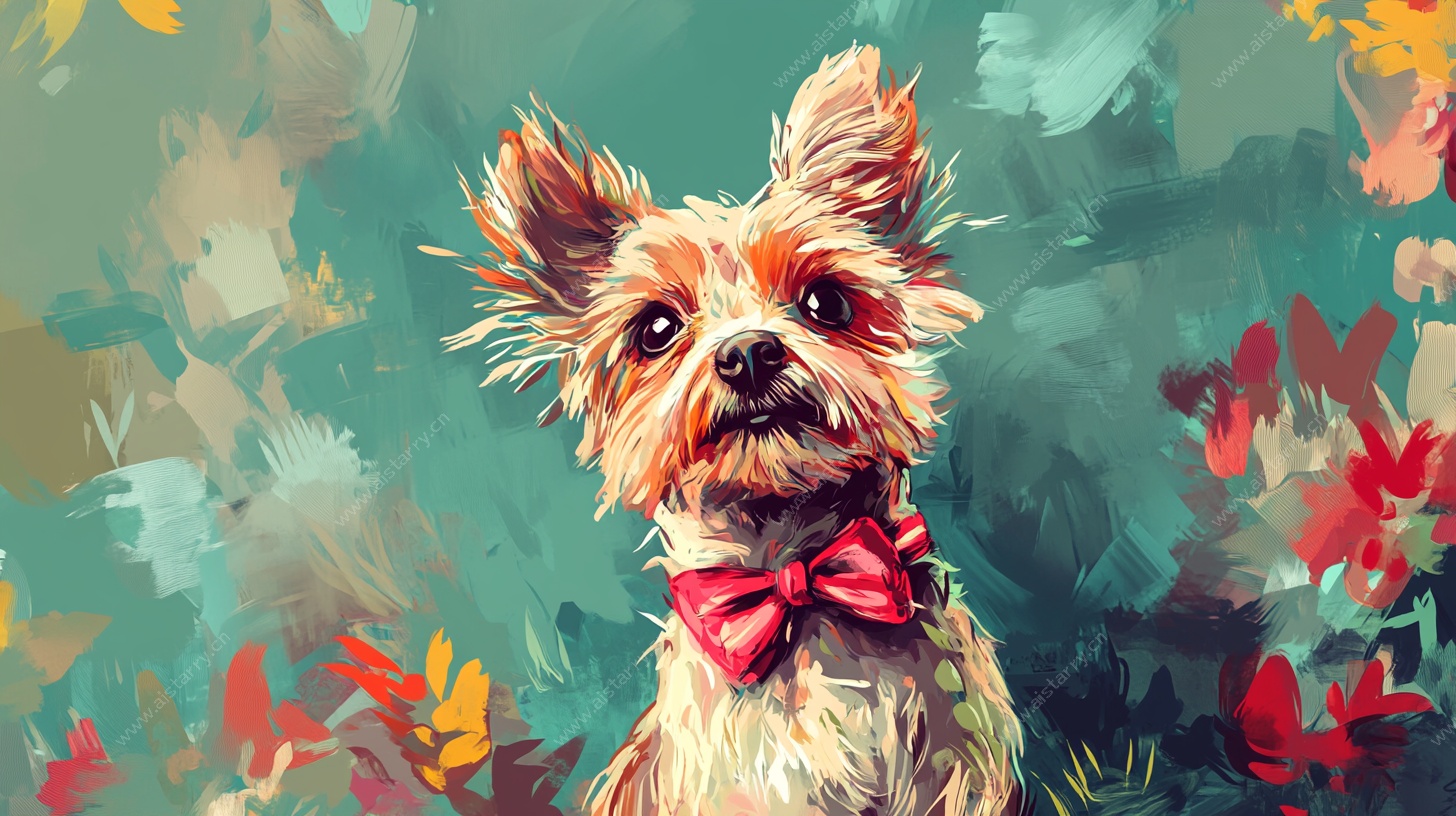 戴领结的约克夏萌犬