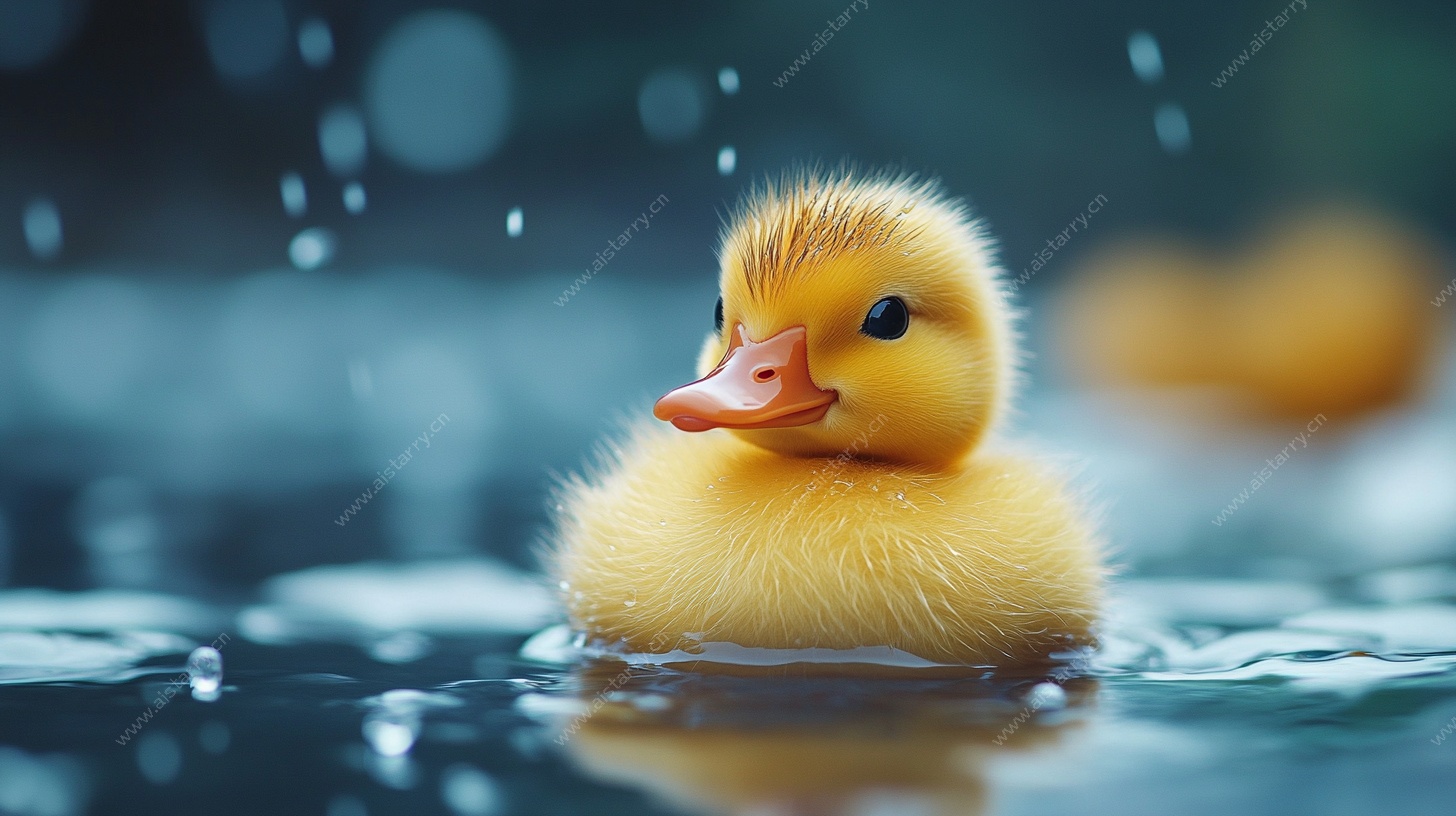 水中小黄鸭 萌态十足