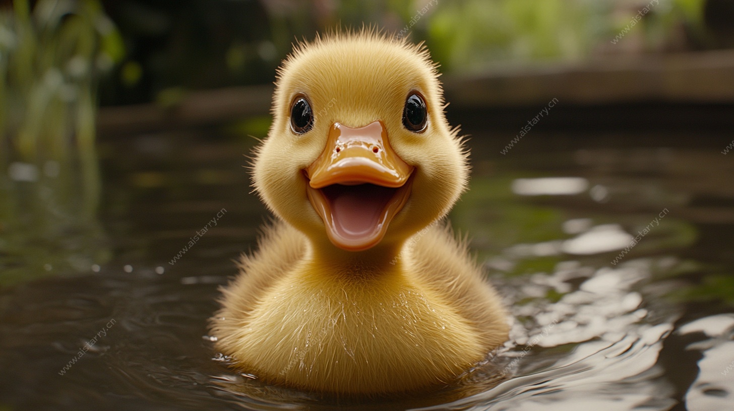 可爱小黄鸭水中欢乐游