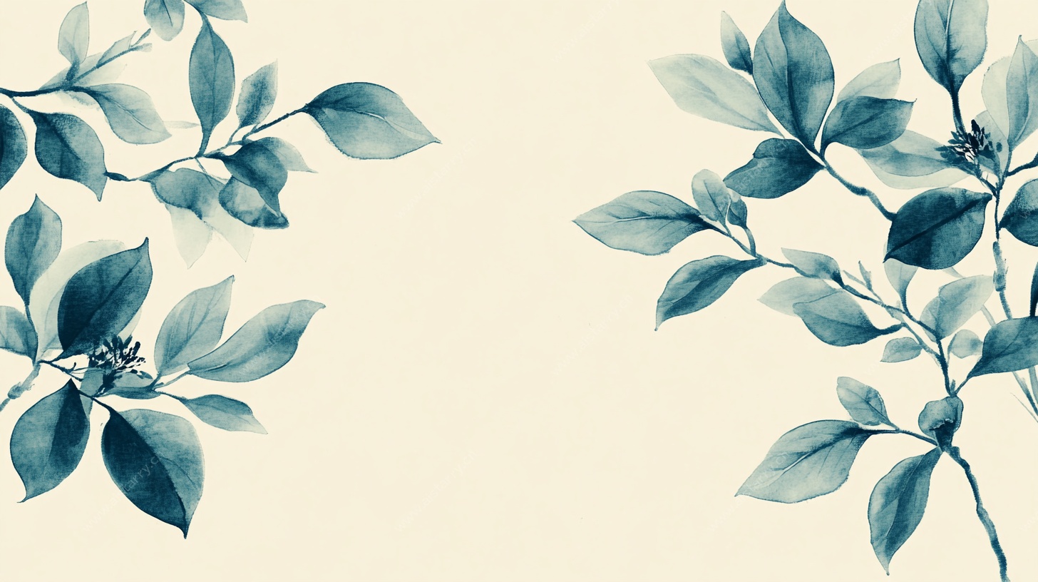 蓝叶花卉背景图