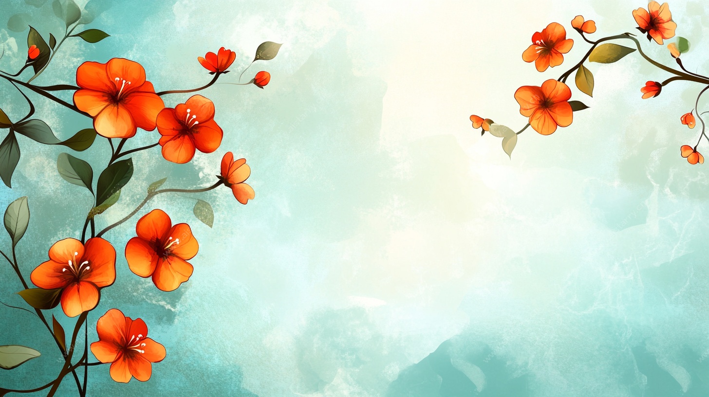 蓝底花卉背景图