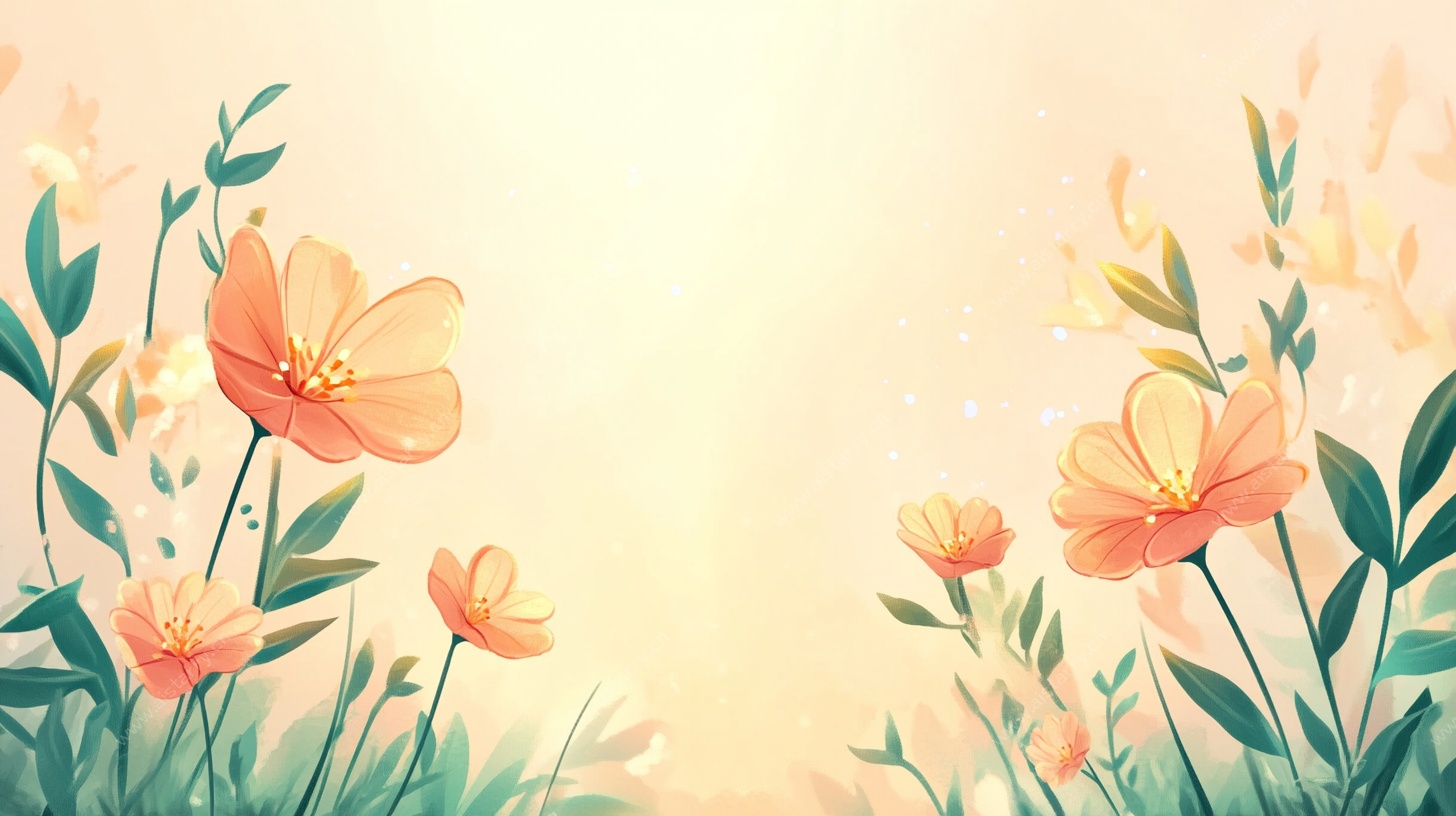 春日花卉插画背景图