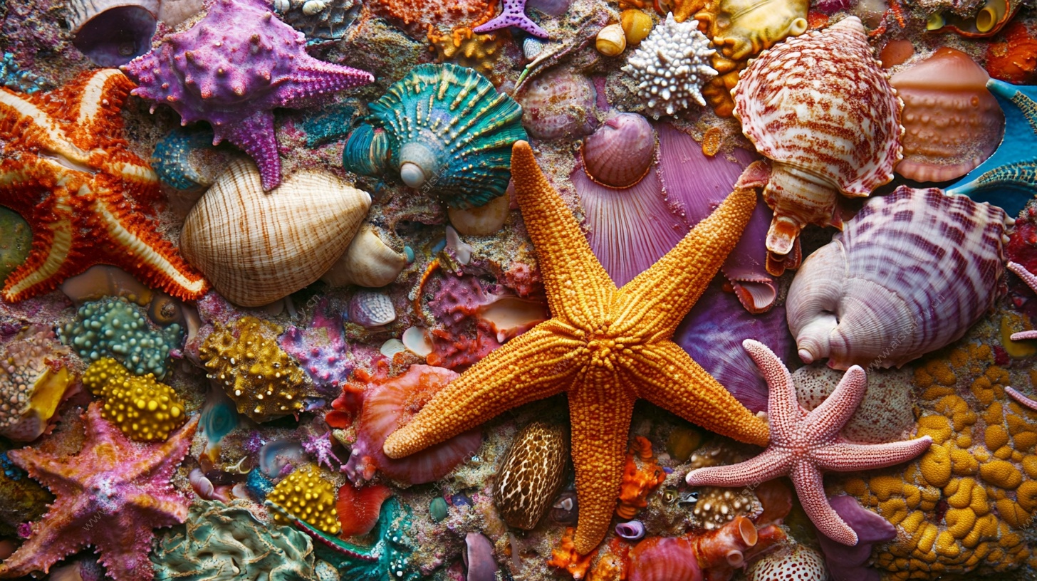 多彩海星与缤纷贝壳集合