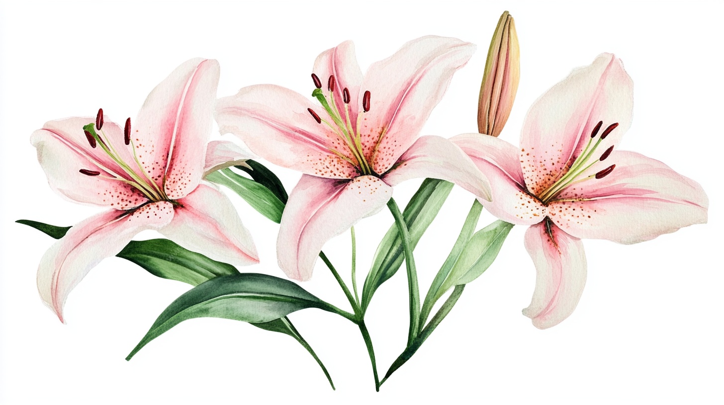 粉色百合花插画