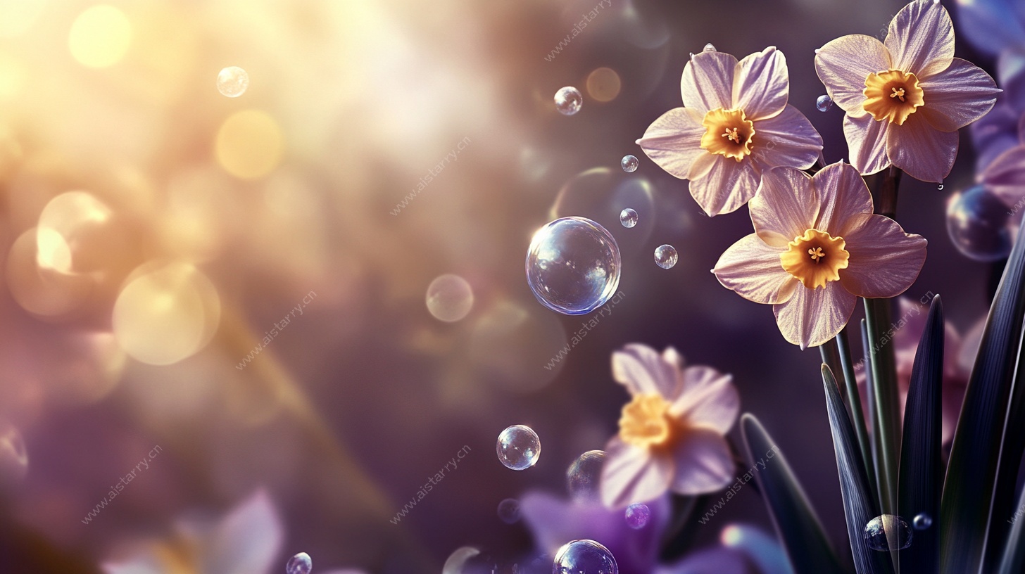 梦幻水仙与气泡美景