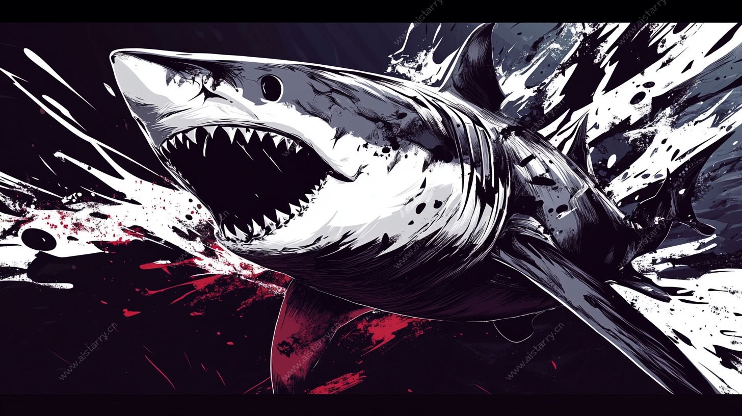 鲨鱼动感艺术插画