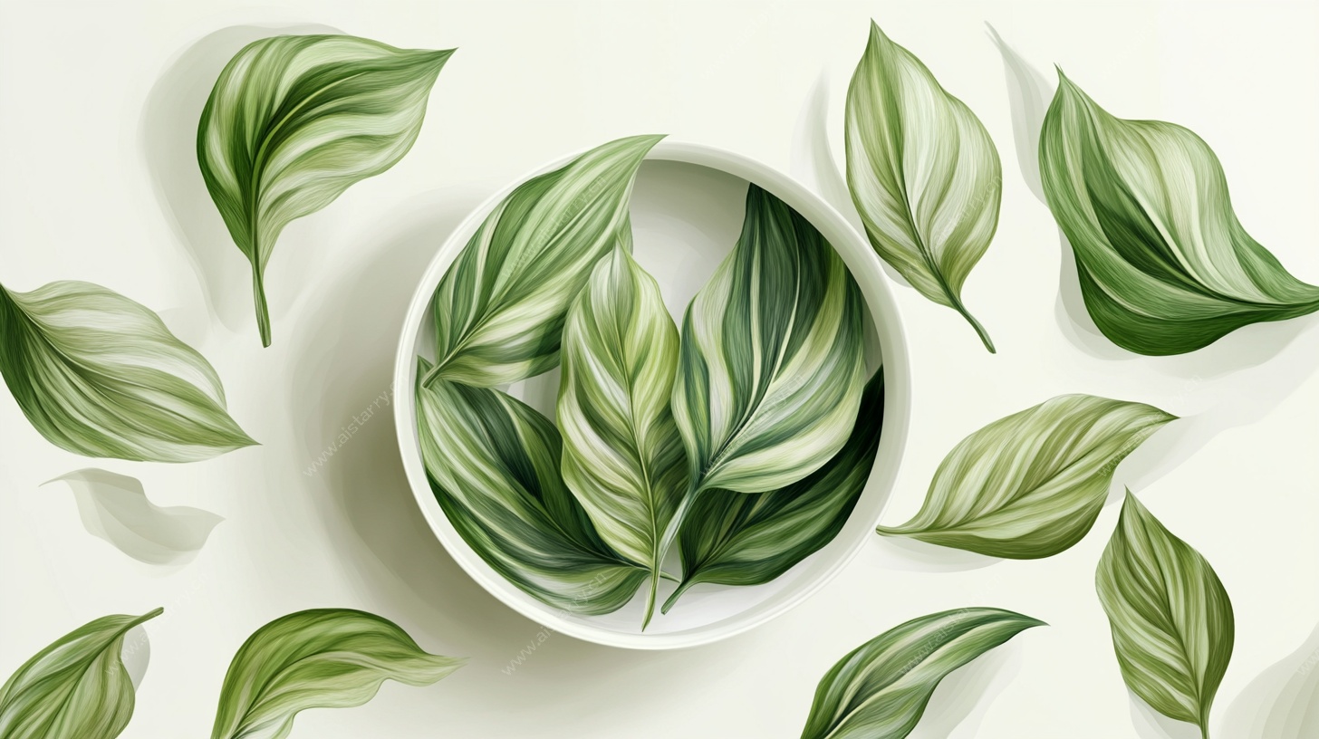 碗中绿叶插画