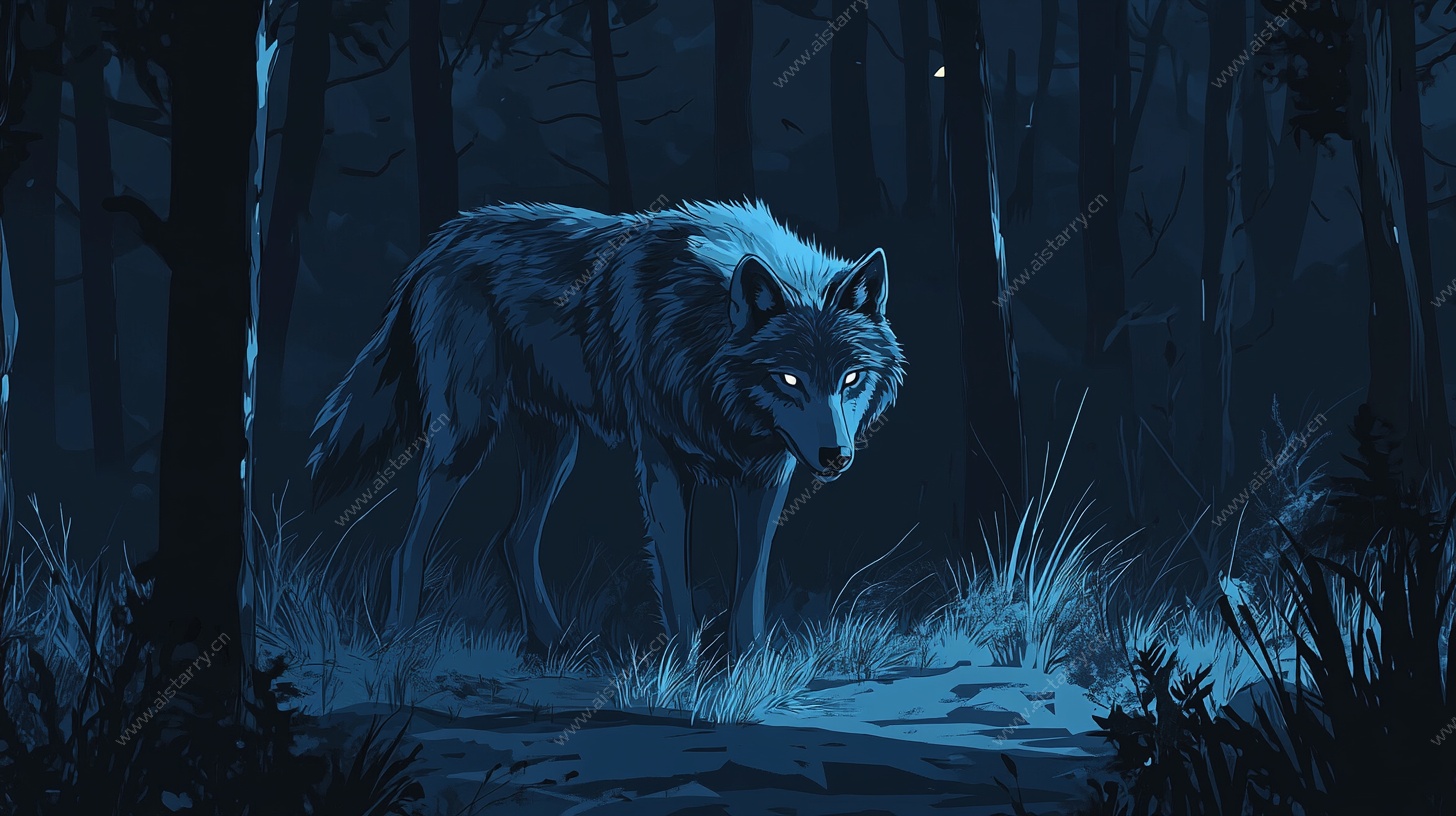 夜林中的孤狼